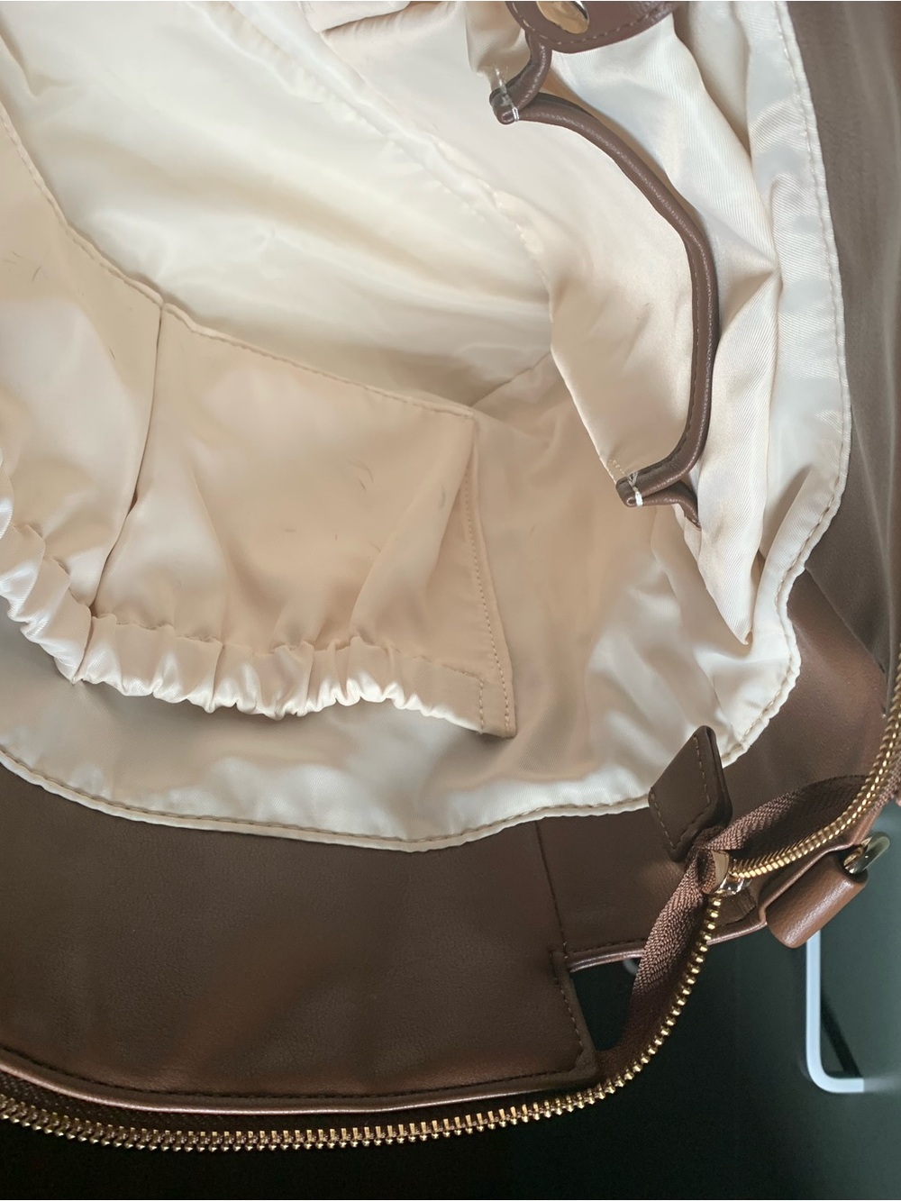 White Elm Mini Gemini Convertible Backpack Tote Bag-Coffee Brown w/cream lining! - Picture 9 of 13